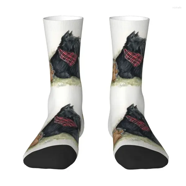 Chaussettes pour hommes Scottish Terrier Hommes Femmes Crew Unisexe Mode 3D Impression Papillon Scottie Dog Robe