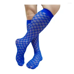 Chaussettes pour hommes Voir à travers les hommes formels ultra minces transparents sexy tube long genou haut robe masculine costume bas chaussette messieurs tuyau d'affaires