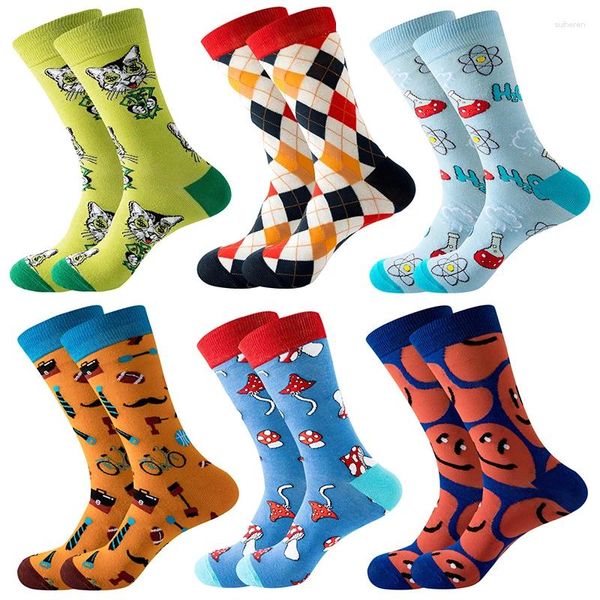 Chaussettes pour hommes, vente heureuse nouveauté printemps automne boxe Dollar bière échecs mignon drôle tendance Animal souris Harajuku