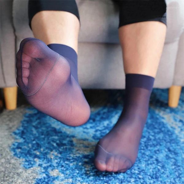 Chaussettes pour hommes, chaussettes Sexy à haute élasticité, transparentes, fines et lisses, en Nylon, pour affaires, Cosplay formel pour hommes