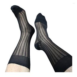 Chaussettes pour hommes Sexy Men Serration Jacquard Robe formelle pour chaussures en cuir Nylon Silk Sheer Softy Comfy 2 couleurs