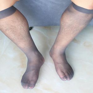 Chaussettes masculines sexy hommes larges à rayures toe transparente robe formelle