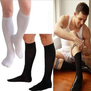 Calcetines para hombres Medias sexys ultrafinas para hombres 1 par sin costuras sobre la rodilla medias elásticas suaves de negocios terciopelo transparente pierna tubo largo