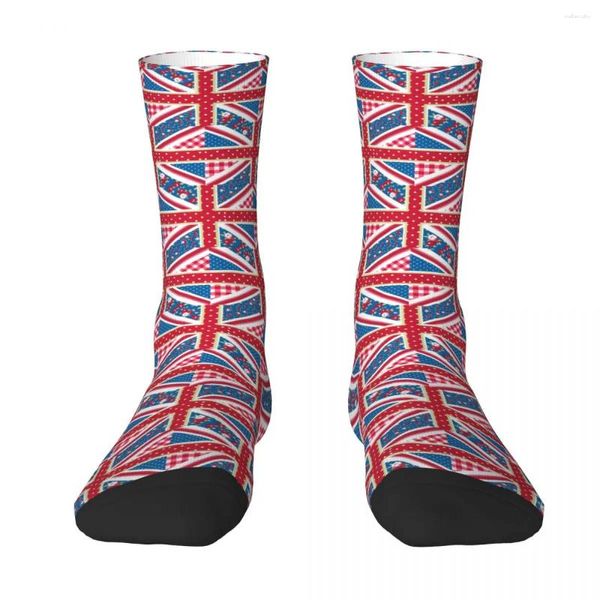 Calcetines masculinos shabby chic union jack bandera nacional para hombres para hombres medias de invierno hip hop