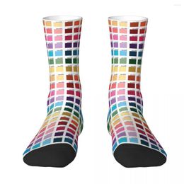 Chaussettes pour hommes nuances de couleurs Pantone Harajuku bas de haute qualité toutes les saisons accessoires longs pour cadeau d'anniversaire unisexe