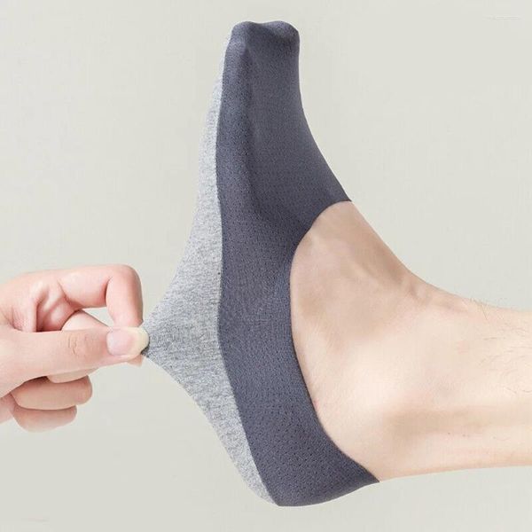 Calcetines de silicona antideslizantes para hombre, barco que no se cae del talón, prevención de olores, absorción corta del sudor, invisibilidad de Color sólido