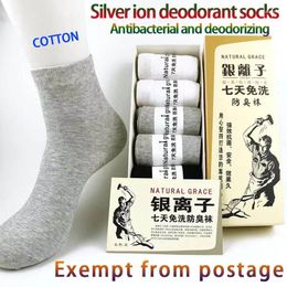 Chaussettes pour hommes, déodorant antibactérien aux ions d'argent, évacuant la transpiration, respirant, pur coton, automne et hiver