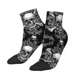 Chaussettes homme tête de mort et os croisés cheville unisexe Street Style motif imprimé Happy Low Sock cadeau