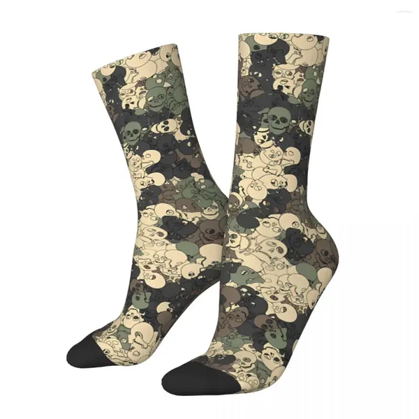 Calcetines masculinos cráneo divertido vintage camuflage hip hop novedoso equipo de calcetines patrón de regalo impreso