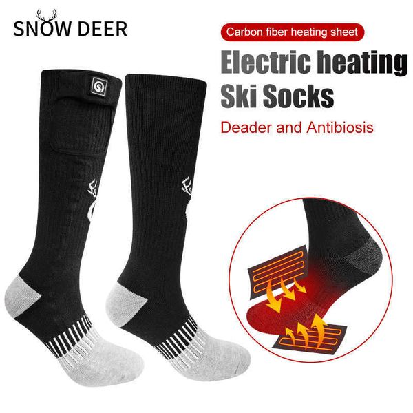 Chaussettes pour hommes SNOW DEER Femmes chauffées hiver électrique snowboard bas rechargeable hommes cyclisme avec trois réglages Y2209