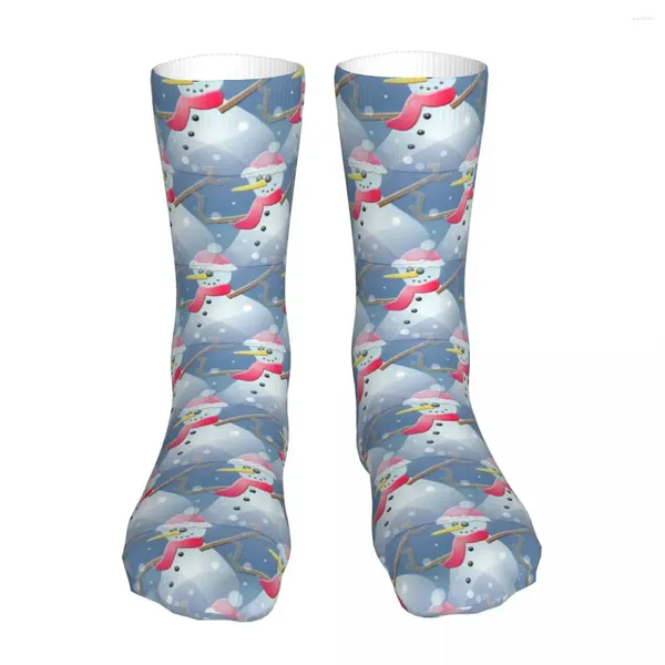 Calcetines de hombre Muñeco de nieve con un sombrero de Navidad Unisex Novedad Invierno Cálido Punto grueso Suave Casual