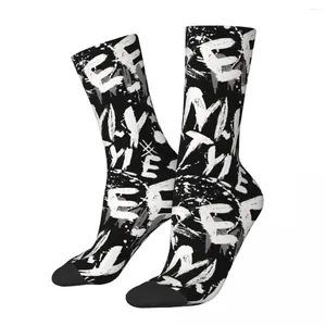 Chaussette de chaussettes pour hommes pour hommes en noir et blanc à motifs sales hip hop graffiti motif art motif de nouveauté de l'équipage imprimé respirant