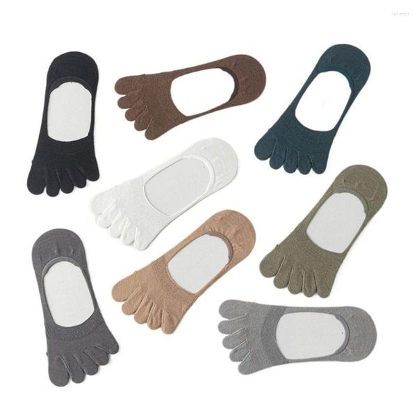 Calcetines para hombres Suave Otoño Algodón Color Sólido Corto Para Hombres Hombre Calcetería Barco Cinco Dedo Dedo