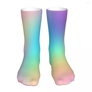 Chaussettes pour hommes doux arc-en-ciel dégradé coloré chaussette hommes femmes bas en polyester personnalisable drôle