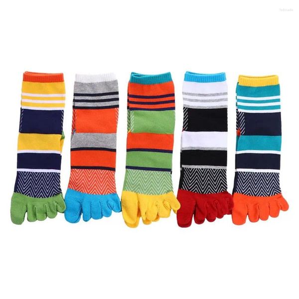 Chaussettes pour hommes, doux, simples, longs tubes, sport, patchwork, couleur, bout fendu, coton, bonneterie moyenne, cinq doigts