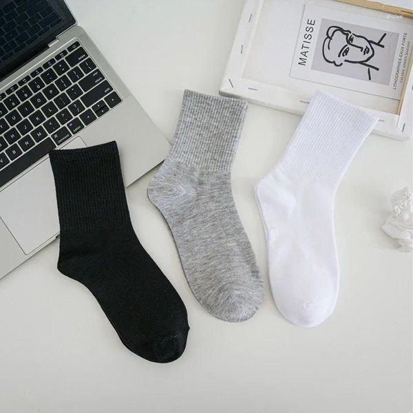 Calcetines para hombres Colores sólidos Algodón Unisex Personalidad Harajuku Negro Blanco Parejas Monopatín Punto Casual Deportes Moda