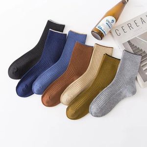 Chaussettes pour hommes couleur unie coton pour hommes loisirs moyen baril bas affaires respirant doux pour la peau