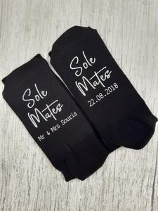 Heren sokken soulmates gepersonaliseerde zool onder gedrukte naam jubileum jubileum bruiloft aangepast cadeau voor bruidegom man
