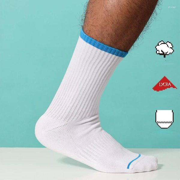 Chaussettes pour hommes SOXCO. Original couleur Orange contraste mâle blanc Tube moyen solide serviette de sport coton