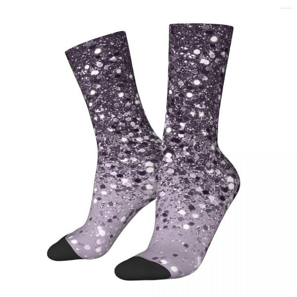 Calcetines para hombres Lady Lavender Lady Glitter Harajuku Mesas suaves durante toda la temporada Accesorios largos para el hombre Regalos de Navidad