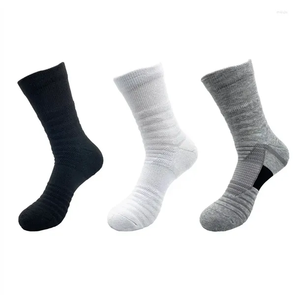 Chaussettes pour hommes printemps et automne blanc gris sport décontracté été couleur unie absorbant la sueur confortable respirant basket-ball