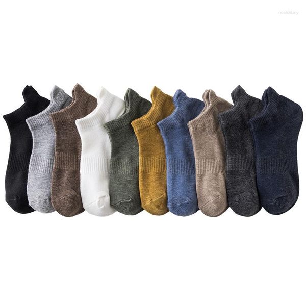 Chaussettes masculines printemps et d'été Cotton Invisible Mesh décontracté sports de style mince talon tridimensionnel