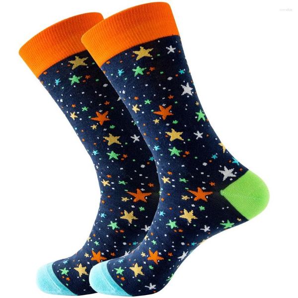 Chaussettes pour hommes printemps mâle avec étoile colorée Lion motif de lutte drôle coton