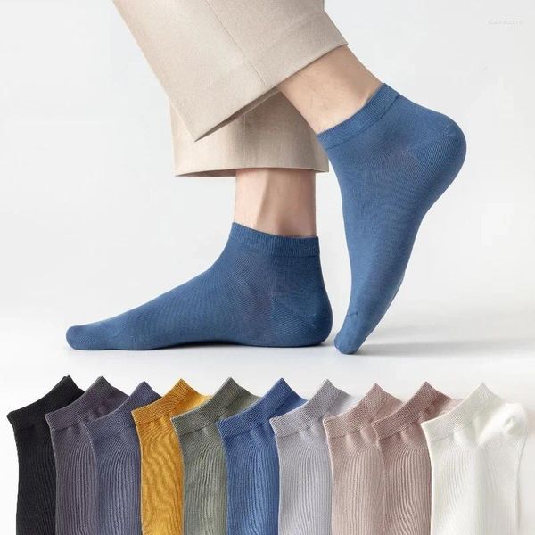 Chaussettes courtes pour hommes, Calcetines absorbant la sueur, 95 coton, antibactériennes, anti-boulochage, cheville bateau, printemps