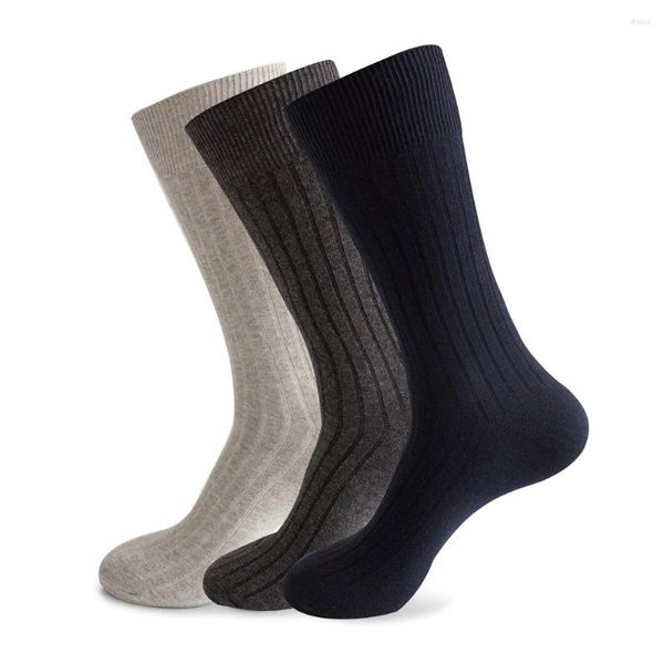 Chaussettes pour hommes bassages européens et américains d'automne d'automne grande taille à rayures à rayures coton à double aiguille