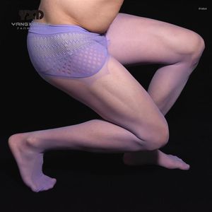 Heren sokken kousen geschenken voor mannen zomer 10d sexy ultra dunne zijdeachtige naadloze omhulde panty pantie pantie pure man zijde