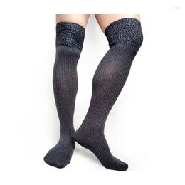 Men's Socks Striped Patchwork Cotton Mens Warm Thick Thermal Sexy Stocking Male Gay Dress Suit Formal Business Long Hose
