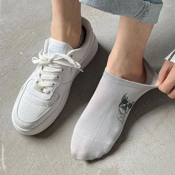 Calcetines para hombres Verano Transpirable Tobillo Masaje Fondo Dibujos animados Algodón Invisible Hombres Zapatillas Deportes Barco