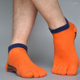 Calcetines para hombres Hombres de verano Hombres divertidos Tobillo de algodón Cómodo Cinco dedos Casual Patchwork Blanco Negro Naranja Dedos de los pies