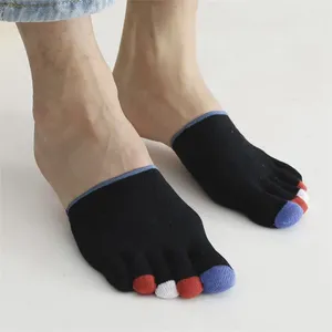 Chaussettes d'été pour hommes, couleur unie, couvre-orteils Simple, résistant à l'usure, Invisible, cinq doigts, demi-pied, bout fendu