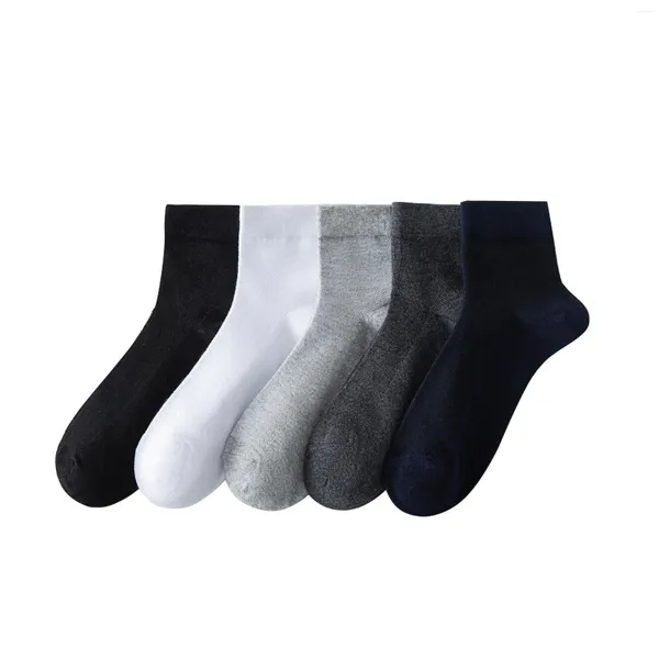 Chaussettes d'été en maille fine pour hommes, respirantes, manches moyennes, en coton, pour hommes d'affaires, noir et blanc, gris