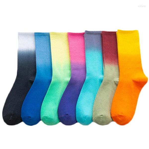 Chaussettes pour hommes Tanabata Trendy Tie Dye dégradé court pour femme et homme Original Hip-Hop Sports Skate drôle noir Tie-Dye coton