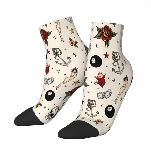 Chaussettes pour hommes Tatouage Flash Motif Cheville Mâle Hommes Femmes Bas d'hiver Harajuku