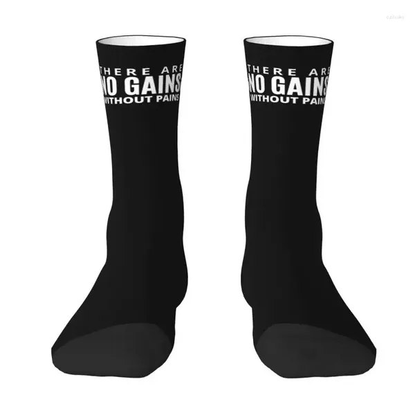 Chaussettes pour hommes Il n'y a pas de gains sans douleurs pour hommes équipage unisexe fraîche Powerhouse Gym printemps d'été