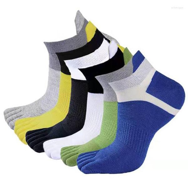 Calcetines de hombre Toe hombres cinco dedos transpirable algodón ciclismo deportes correr negro blanco gris Calcetines Happy Sox Meias Dropship