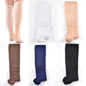 Calcetines para hombre, medias elásticas de compresión de pantorrilla sin dedos, soporte para dormir, cuidado de los pies y la rodilla, medias elásticas con punta abierta