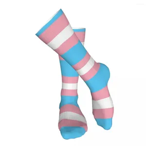 Chaussettes pour hommes drapeau de la fierté transgenre bas pour adultes absorbant l'humidité pour un usage quotidien motifs doux personnalisés