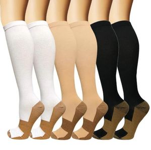 Chaussettes unisexes à Compression en cuivre pour hommes et femmes, bas Anti-Fatigue, soulagement de la douleur, bas hauts