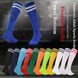 Chaussettes pour homme unisexe genou haute double rayures athlétique football football tube chaussettes pour adultes enfants compétition entraînement serviette bas sport chaussette