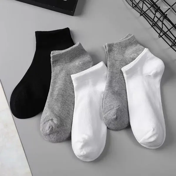 Chaussettes pour hommes unisexe coupe basse respirant sport bateau chaussette couleur unie confortable coton cheville décontracté blanc noir hommes 5 paires