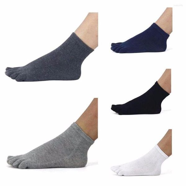 Calcetines para hombres hombres unisex para mujeres cómodas algodón de algodón completo de cinco dedos cilindro color sólido medias transpirables