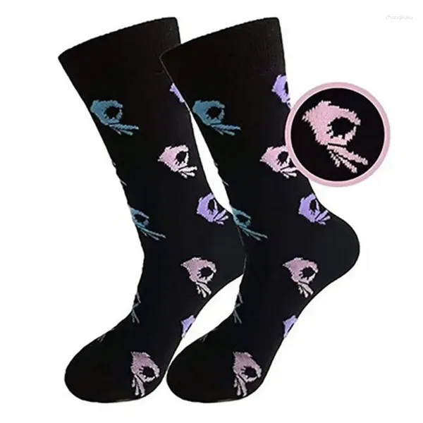 Chaussettes masculines unisexe vintage tricoté long drôle hommes ok geste imprimé hip-hop à la mode à la mode à la bonneme