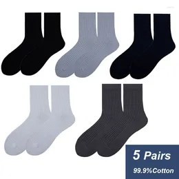 Marque Urgot de chaussettes pour hommes 5 paires de haute qualité 99,9% de coton noir d'affaires hommes doux respirant l'automne hivernal pour mâle
