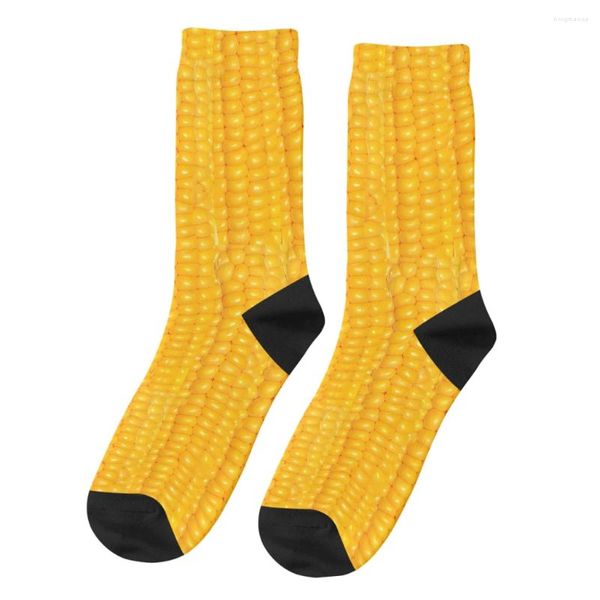 Calcetines para hombres vintage amor la comida de vegetales de maíz unisex harajuku patrón impreso regalo de calcetín feliz