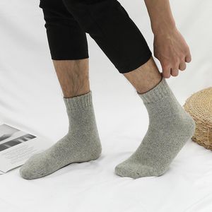 Calcetines de hombre cálido otoño calcetín de lana patrón Hip Hop Cool para hombres invierno grueso largo Skate divertido Color sólido algodón contra la nieve