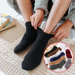 Chaussettes homme chaud moelleux polaire couleur unie épais unisexe année 2022 cadeau de noël Kawaii hiver chaussettes femme homme